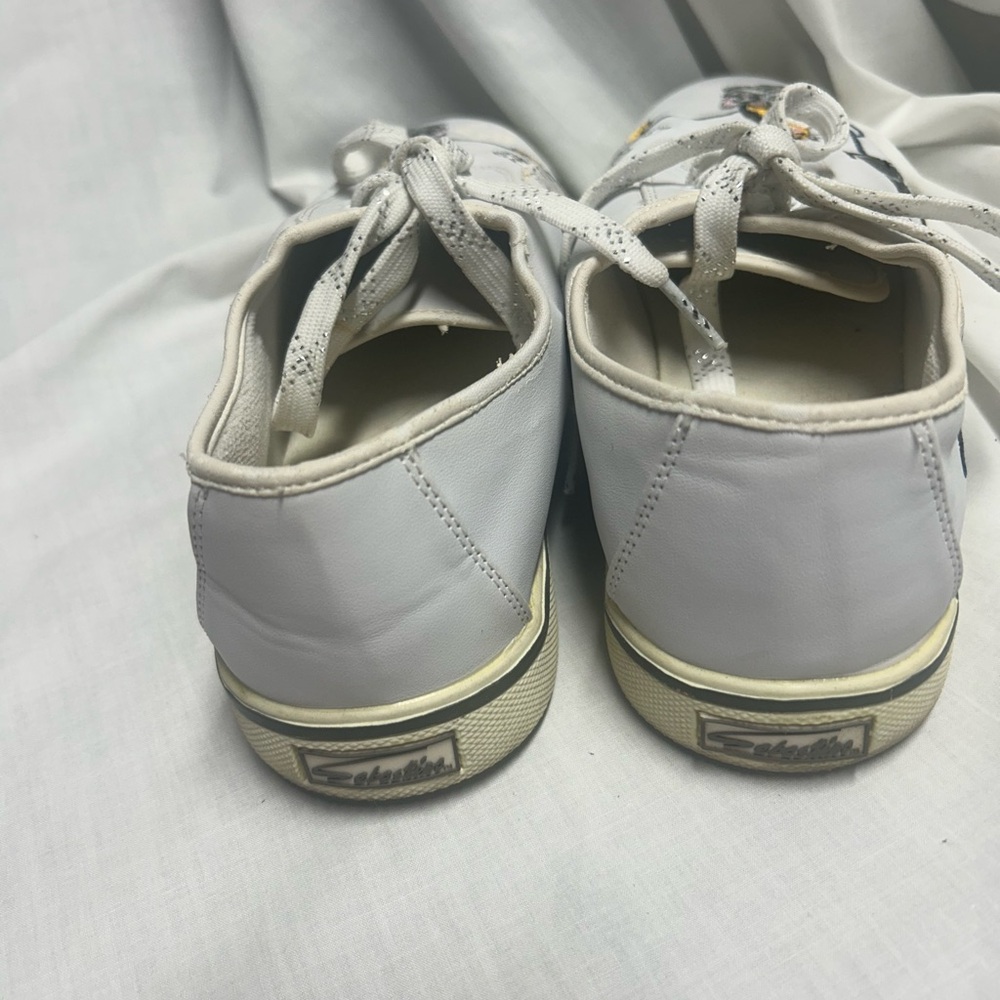 Vtg 90s Embroidered Cat Sneakers 8.5  White Vinyl Sabastino Country Garden Women - Picture 4 of 11
